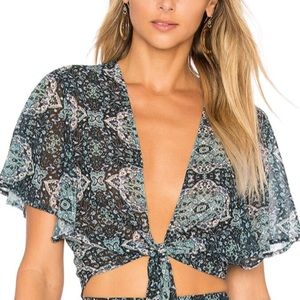 Revolve x Beach Riot Blue Paisley Crop Top